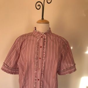 SAKS FIFTH AVE STRIPE 100% COTTON TOP/BLOUSE SIZE 16